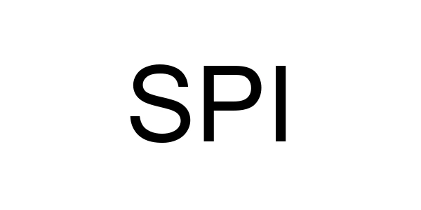 Las letras SPI en texto negro, sin diseño gráfico: ejemplo de marca nominativa